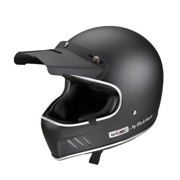 Moto prilba W-TEC Black Heart Retron Farba Simple Silver, Veľkosť XL (61-62)