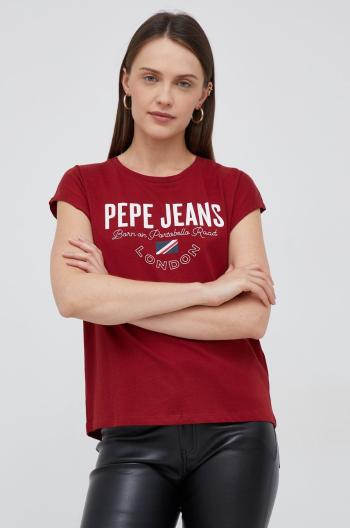 Bavlnené tričko Pepe Jeans červená farba,