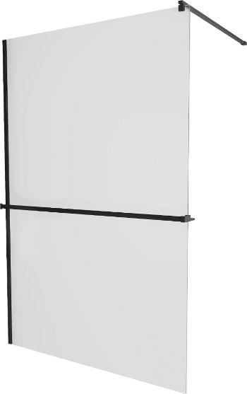 MEXEN/S - KIOTO Sprchová zástena WALK-IN s poličkou a držiakom uterákov 70 x 200 cm, matné sklo 8 mm, čierna 800-070-121-70-30