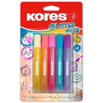 KORES Glitter glue 5 × 10,5 ml, pastel (9023800750013)