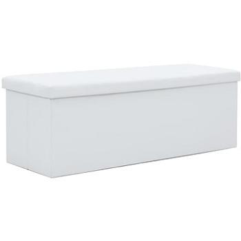 Skladacia úložná lavica z umelej kože 110 × 38 × 38 cm biela (247088)