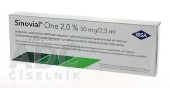 Sinovial ONE 2% roztok kys. hyalurónovej v injekčnej striekačke s ihlou, do kĺbov (50 mg/2,5 ml) 1x2,5 ml