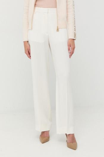 Nohavice Victoria Beckham dámske, biela farba, rovné, vysoký pás