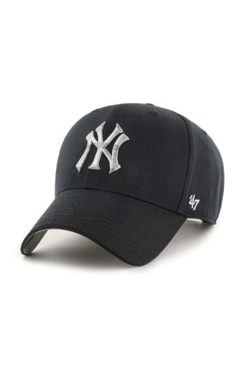 Bavlnená šiltovka 47brand MLB New York Yankees čierna farba, s nášivkou