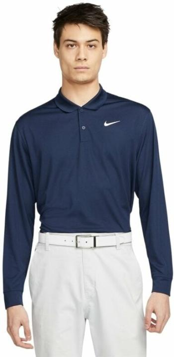 Nike Dri-Fit Victory Solid Mens Long Sleeve College Navy/White M Polo košeľa