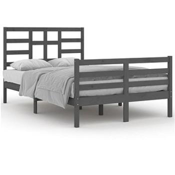 Rám postele sivý masívne drevo 120 × 200 cm, 3105857