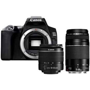 Canon EOS 250D čierny + 18–55 mm DC III + 75–300 mm DC III (3454C016)