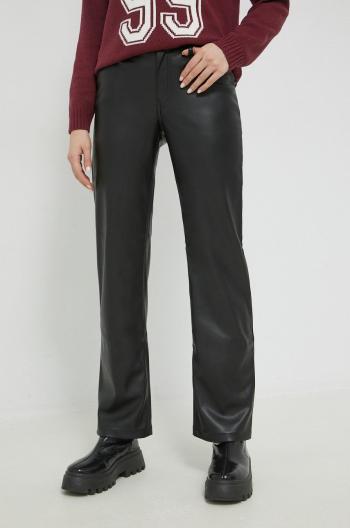 Nohavice Hollister Co. dámske, čierna farba, rovné, vysoký pás