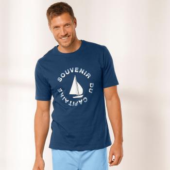 Blancheporte Pyžamové tričko s krátkymi rukávmi, motív "loď" modrá 127/136 (3XL)