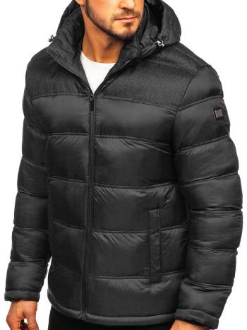 Čierna pánska prešívaná športová zimná bunda Bolf AB72