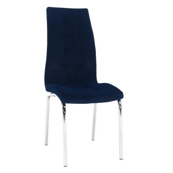 Jedálenská stolička, modrá Velvet látka/chróm, GERDA NEW P1, poškodený tovar