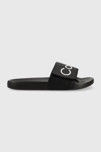 Šľapky Calvin Klein ADJ POOL SLIDE PU pánske, čierna farba, HM0HM00957