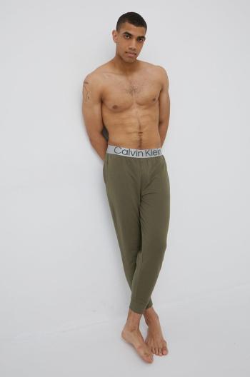 Pyžamové nohavice Calvin Klein Underwear pánske, zelená farba, jednofarebná