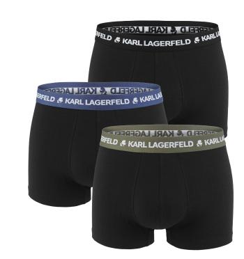 KARL LAGERFELD - boxerky 3PACK organic cotton logo LAGERFELD black with olive & blue waist - limitovaná edícia-M (81-88 cm)