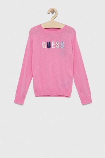 Detský sveter Guess ružová farba, tenký