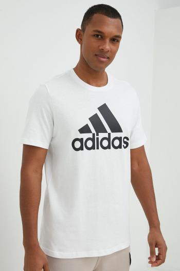 Bavlnené tričko adidas biela farba, s potlačou