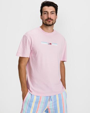 Tommy Jeans Pastel Linear Logo Tričko Ružová