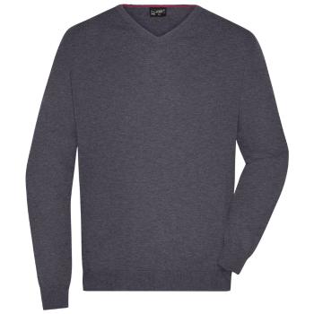 James & Nicholson Pánsky bavlnený sveter JN659 - Antracitový melír | L
