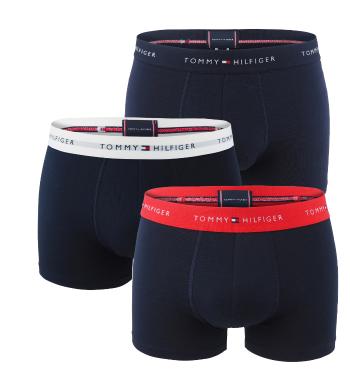 TOMMY HILFIGER - boxerky 3PACK signature cotton essentials dark color with red & desert sky waist -XXL (112-123 cm)