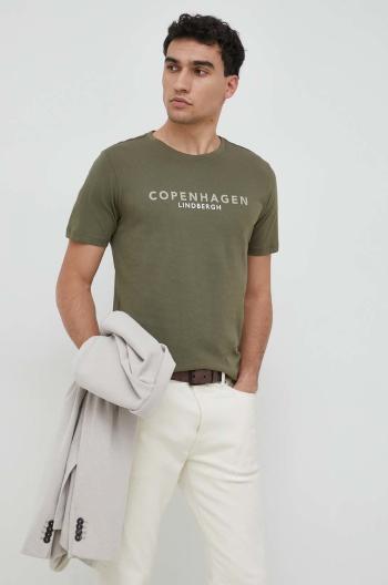 Bavlnené tričko Lindbergh zelená farba, s potlačou