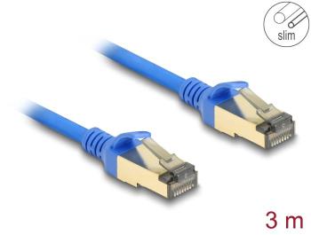 Delock Sieťový kábel RJ45, Cat.8.1, F/FTP, tenký, 3 m, modrý