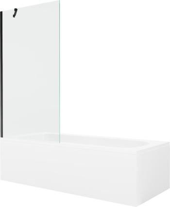 MEXEN/S - Vega obdĺžniková vaňa 180 x 80 cm s panelom + vaňová zástena 90 cm, transparent, čierna 550118080X9509000070