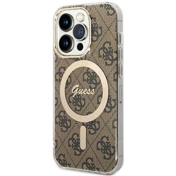 Guess 4G IML MagSafe Kompatibilný Zadný Kryt na iPhone 14 Pro Brown (GUHMP14LH4STW)