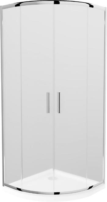 MEXEN/S - Rio štvrťkruhový sprchovací kút 80 x 80 cm, mráz, chróm + vanička so sifónom Flat, biela 863-080-080-01-30-4110