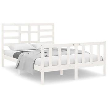 Rám postele biely masívne drevo 140 × 190 cm, 3105906