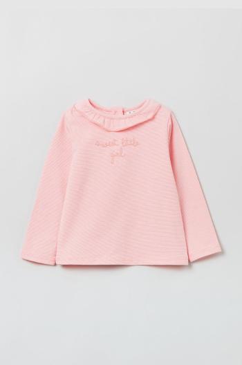 Detské tričko s dlhým rukávom OVS ružová farba,
