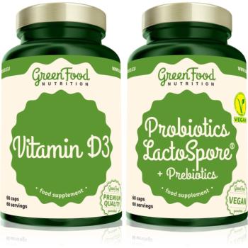 GreenFood Nutrition Probiotics Lactospore® with Prebiotics + Vitamin D3 sada (na podporu trávenia)