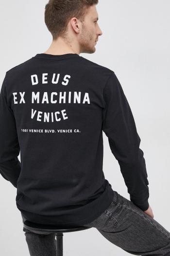 Bavlnené tričko s dlhým rukávom Deus Ex Machina čierna farba, jednofarebné