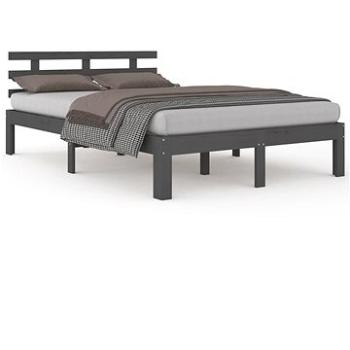 Rám postele sivý masívne drevo 135 × 190 cm Double, 814731