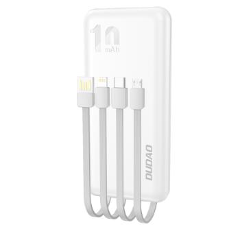 Dudao K6Pro Power Bank 10000mAh 2x USB + kábel USB / USB-C / Lightning / Micro USB, biely (K6Pro-white)