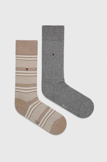 Ponožky Tommy Hilfiger 2-pak pánske, béžová farba