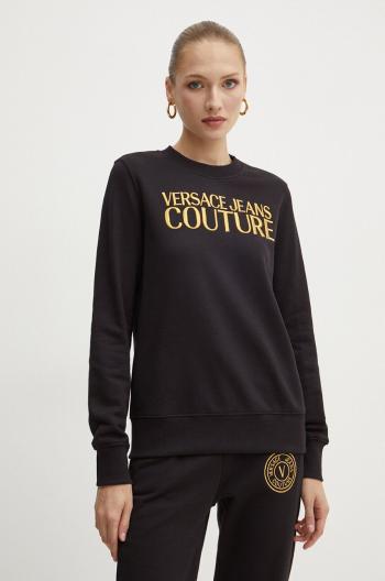 Bavlnená mikina Versace Jeans Couture dámska, čierna farba, s nášivkou, 77HAIT06 CF01T