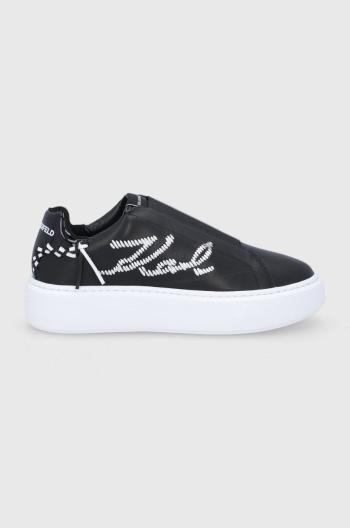Kožená obuv Karl Lagerfeld Maxi Kup čierna farba, na platforme