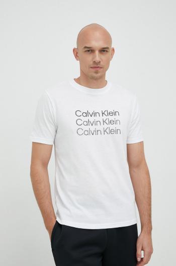 Tréningové tričko Calvin Klein Performance biela farba, s potlačou