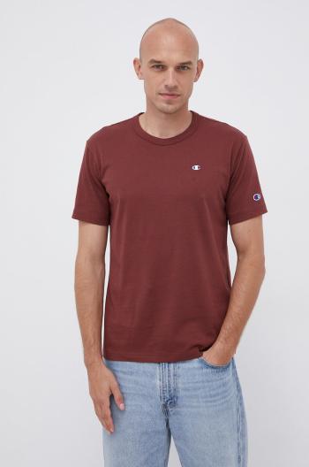 Bavlnené tričko Champion 216545 hnedá farba, jednofarebné