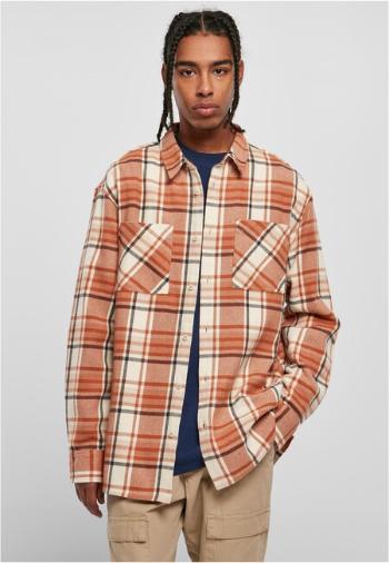 Urban Classics Long Oversized Checked Leaves Shirt softseagrass/red - 4XL
