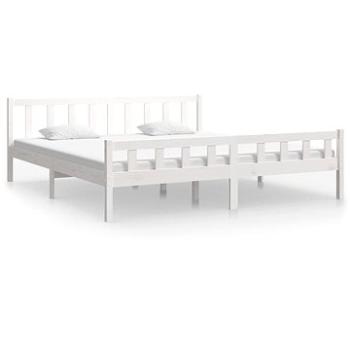 Rám postele biely masívne drevo 160 × 200 cm, 810690