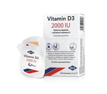 IBSA Vitamin D3 2000 IU s pomarančovou príchuťou, 30 ks