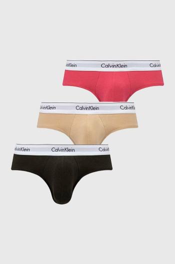 Slipy Calvin Klein Underwear 3-pak pánske, červená farba