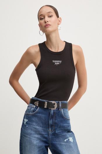 Top Tommy Jeans dámsky, čierna farba, DW0DW18408