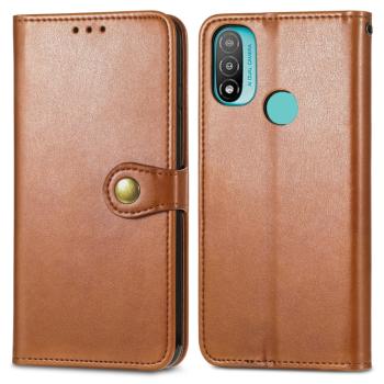 LEATHER BUCKLE Peňaženkový obal Motorola Moto E20 hnedý