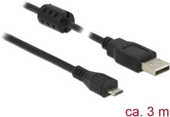 Delock #####USB-Kabel USB 2.0 #####USB-A Stecker, #####USB-Micro-B Stecker 3.00 m čierna s feritovým jadrom