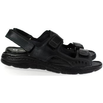 John-C  Sandále Pánske kožené čierne sandále TISO  Čierna