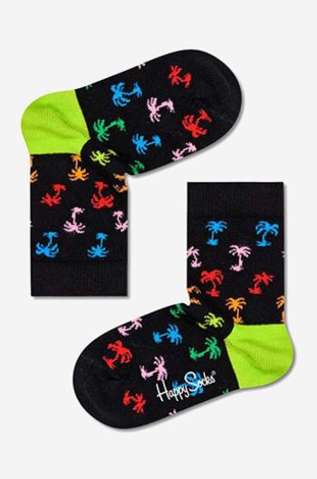 Detské ponožky Happy Socks Palm čierna farba, KPLM01-9300