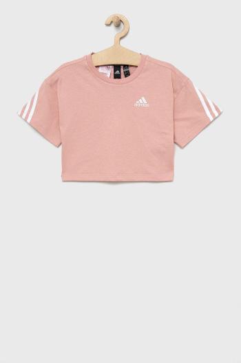 Detské bavlnené tričko adidas Performance HD4358 ružová farba,