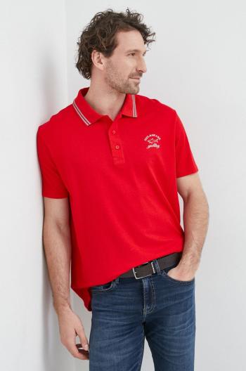 Bavlnené polo tričko Paul&Shark červená farba, s potlačou